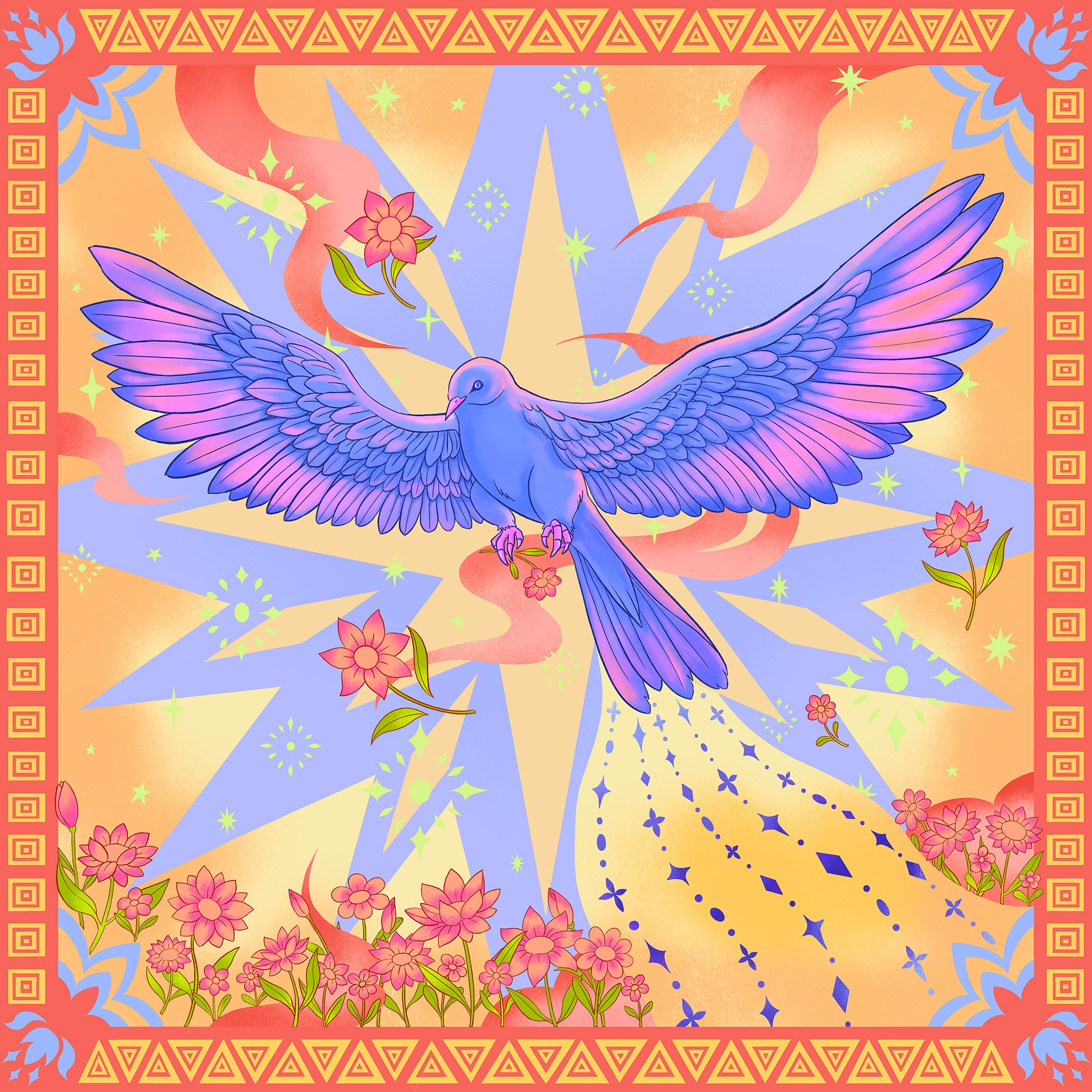 Illustrated Bird Bandana