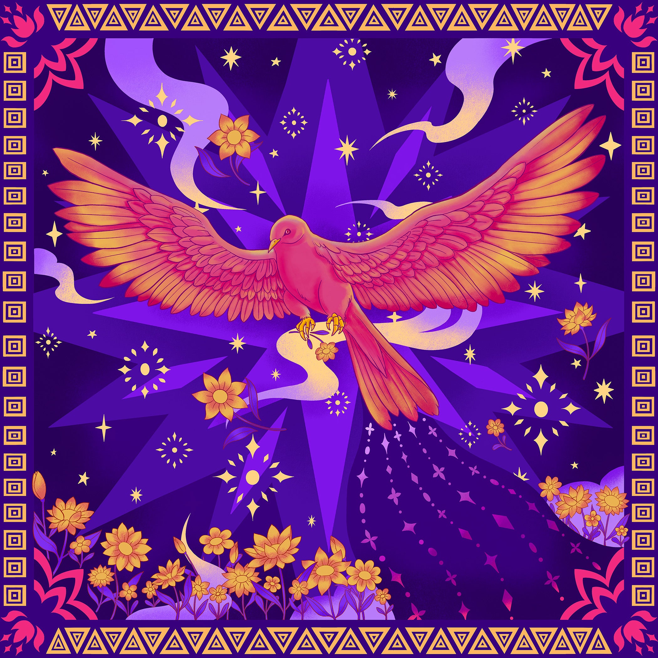 Illustrated Bird Bandana